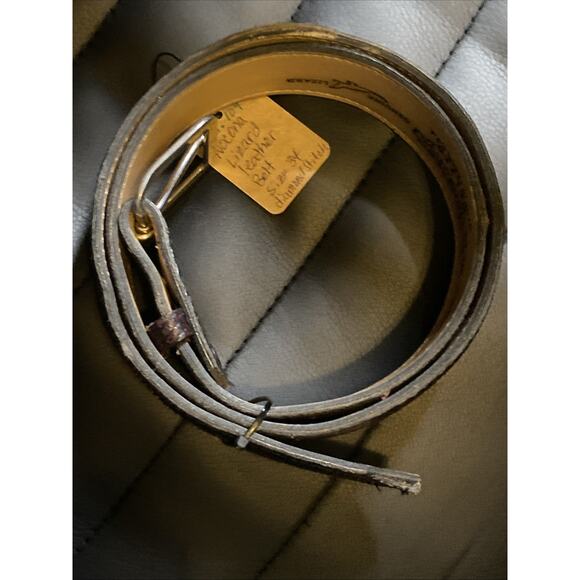 Mens Rich Black/Merlot Nocona Genuine Lizard Leather Belt Size 34 Diamond Stitch - Picture 8 of 10